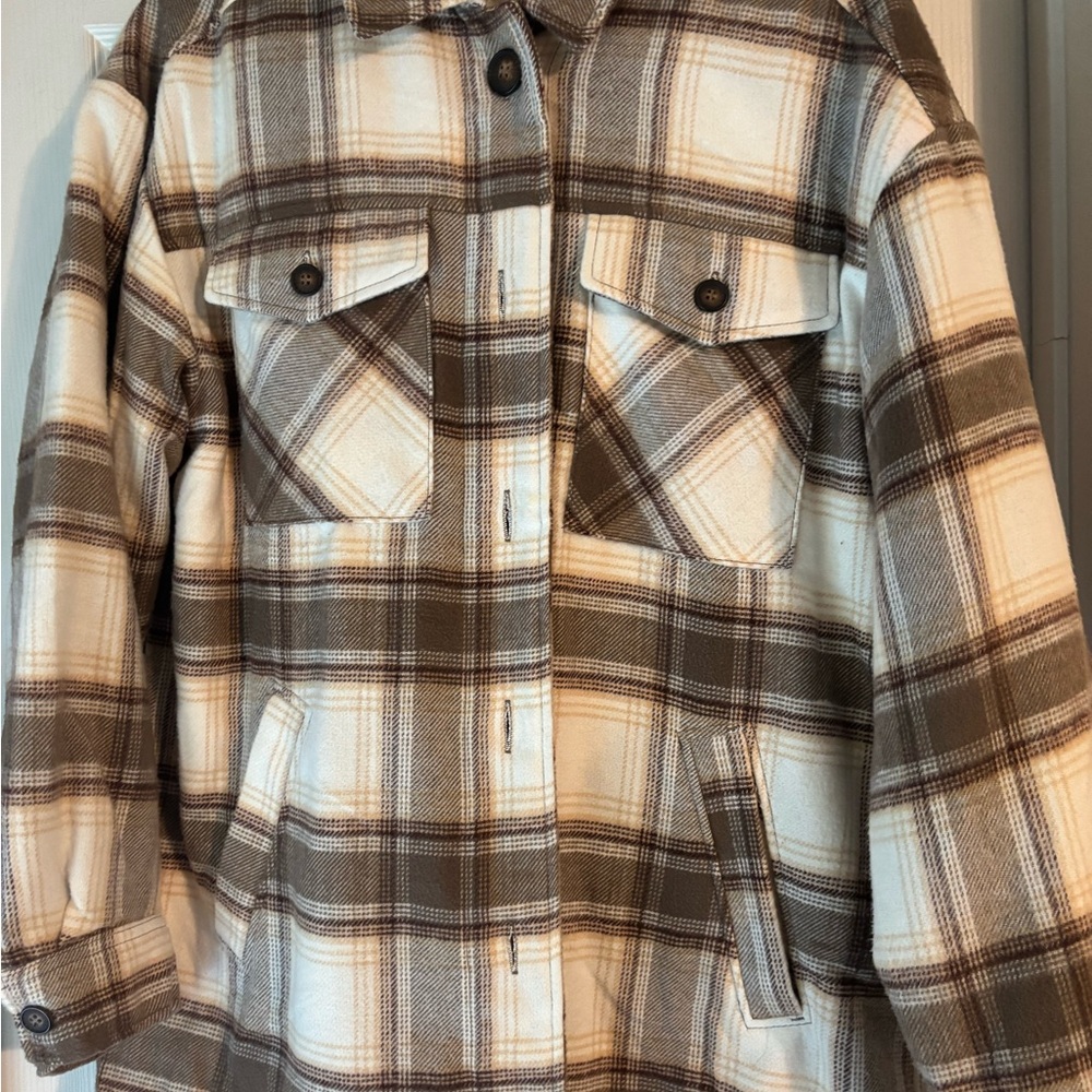 Love Tree Cozy Plaid Shirt Jacket